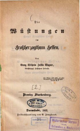 Die Wüstungen im Großherzogtum Hessen, 2. Provinz Starkenburg