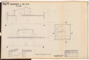 Reichsluftfahrtministerium, Berlin: Dachaufbau L bei Q1R: Schnitt, Grundriss 1:50