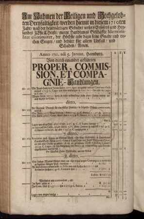 Von durch einander geführten Proper, Commission, Et Compagnie-Handlungen