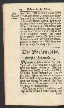 Fünfte Unterredung. Die Morgenröthe.