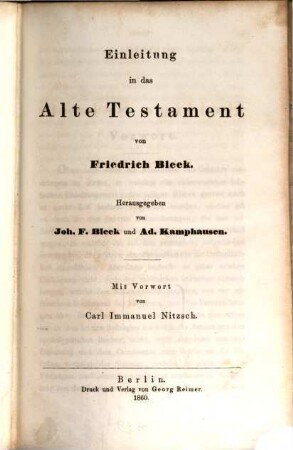 Einleitung in die Heilige Schrift, 1. Einleitung in das Alte Testament