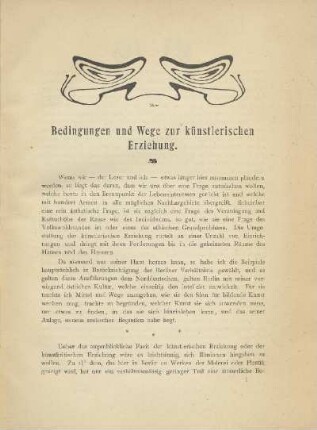 Bedingungen und Wege zur künstlerischen Erziehung