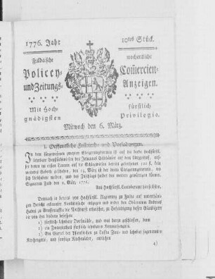 10tes Stück, Ausgabe vom 6. März 1776