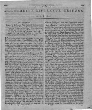 Rapp, J.: Mémoires des contemporains, pour servir á l´histoire de la republique et de l´empire. Livr. 1. Mémoires du Géneral Rapp aide de camp de Napoléon. Paris: Bossange 1823
