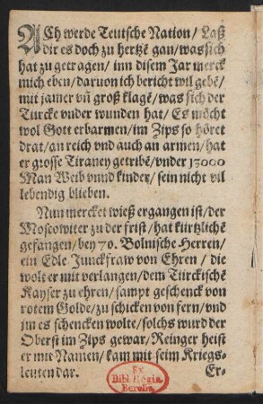 ACh werde Teutsche Nation/ Laß || dir es doch zu hertze gan/