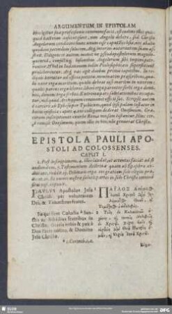 Epistola Pauli Apostoli Colossenses