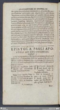Epistola Pauli Apostoli Colossenses