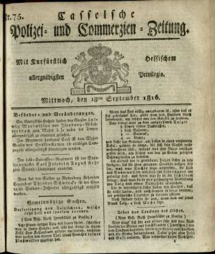 Nr. 75, Mittwoch, den 18ten September 1816