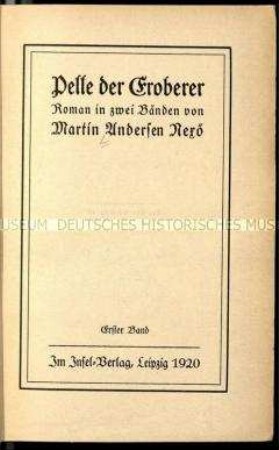 Roman von Martin Andersen Nexö in deutscher Übersetzung