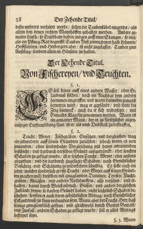 Der Zehende Titul. Von Fischereyen/ und Teuchten