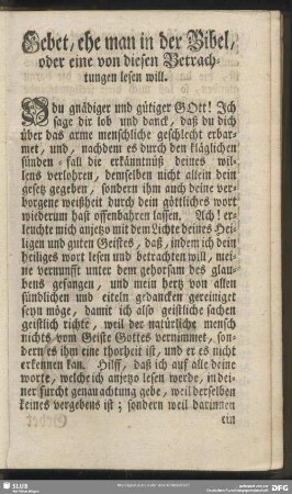 Gebet, ehe man in der Bibel, oder eine von diesen Betrachtungen lesen will