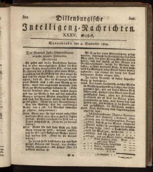 XXXV. Stück... den 2. September 1809 - XXXIX. Stück... den 30. September 1809.