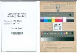 Entnazifizierung Franz Thoma , geb. 04.01.1892 (Lehrer)