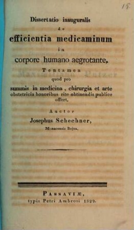 Dissertatio inauguralis de efficientia medicaminum in corpore humano aegrotante : tentamen