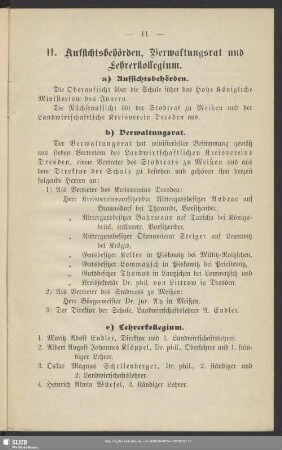 II. Aufsichtsbehörden, Verwaltungsrat und Lehrerkollegium