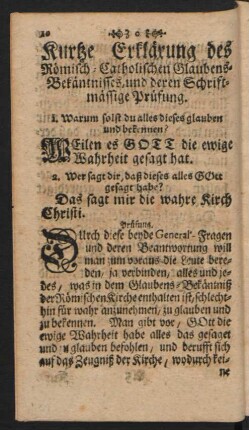 Kurtze Erklärung des Römisch-Catholischen Glaubens-Bekäntnisses, ...