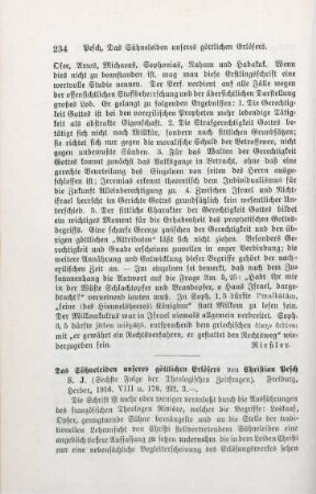 234-235 [Rezension] Pesch, Christian, Das Sühneleiden unseres göttlichen Erlösers