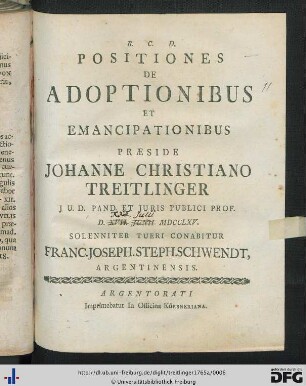 Positiones De Adoptionibus Et Emancipationibus