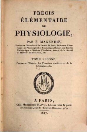Precis élémentaire de Physiologie, 2