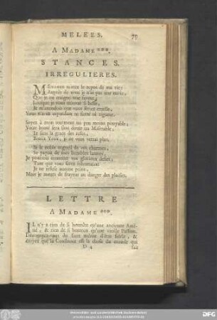 Lettre A Madame ***: