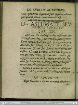 Cap. XIV. De Asthmate Seu Difficili Anhelitu