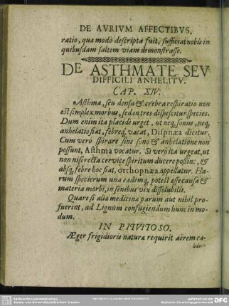 Cap. XIV. De Asthmate Seu Difficili Anhelitu