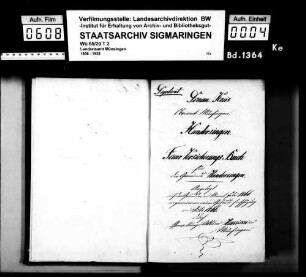Feuerversicherungsbuch in Hundersingen, angelegt durch Verwaltungsaktuar Haueisen, mit alphabetischem Namensregister