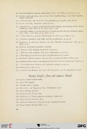 Bronze, Kupfer, Zinn und anderes Metall (Nr. 378-459)