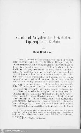IV. Stand und Aufgabe der historischen Topographie in Sachsen
