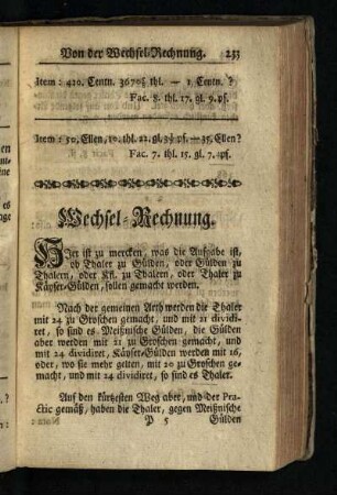 Wechsel-Rechnung
