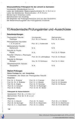 VI. Akademische Prüfungsämter- und -ausschüsse