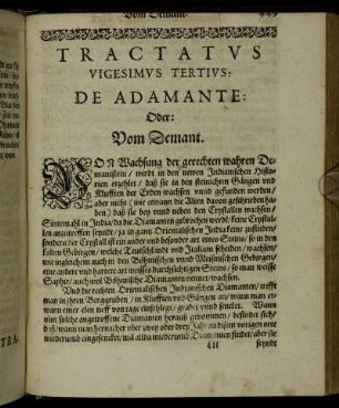 Tractatus Vigesimus Tertius. De Adamante. Oder: Vom Demant.