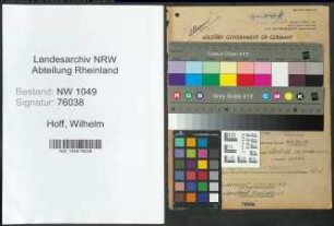 Entnazifizierung Wilhelm Hoff , geb. 12.05.1906 (Bauarbeiter)
