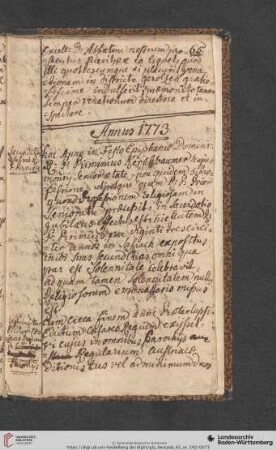 Diarium 1773
