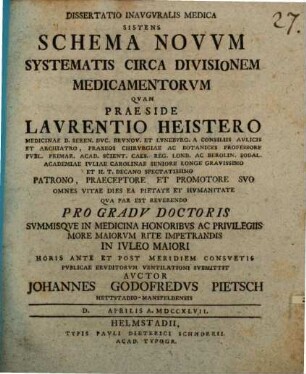 Schema novum systematis circa divisionem medicamentorum