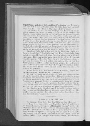 Sitzung am 21. Mai 1889.