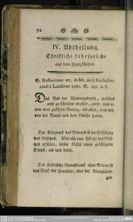 IV. Abtheilung. Christliche Lehrsprüche aus dem Französischen