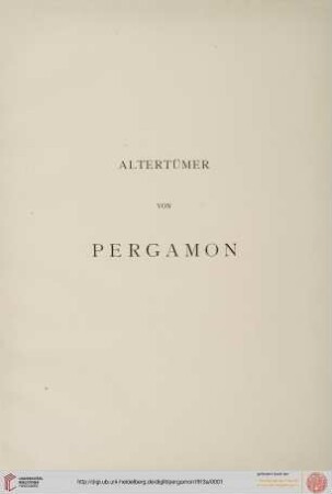 Band I, Text 3: Altertümer von Pergamon: Stadt und Landschaft