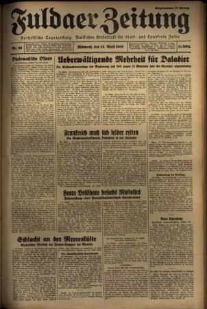 Ausgabe vom Mittwoch, den 13. April 1938.