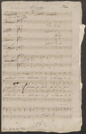 Pater noster, Coro, pf - BSB Mus.Schott.Ha 1859-3 : [heading, with pencil:] Cherubini Hymnes // [with ink:] N|r 5 Pater Noster
