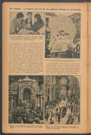 De España.- La muerte del rey de los gitanos. Fiestas en provincias.