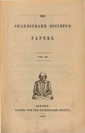 The Shakespeare Society's papers. Vol. III