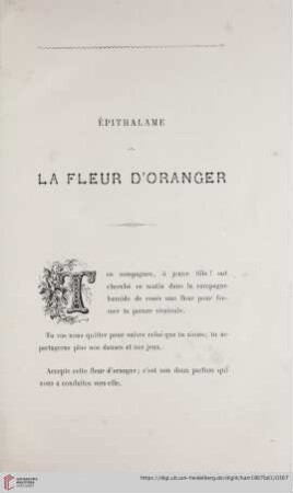 Épithalame La Fleur d'Oranger