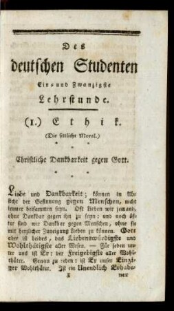 Des deutschen Studenten Ein- und Zwanzigste Lehrstunde