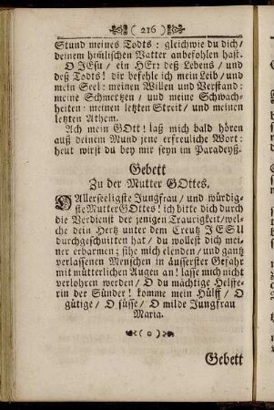 Gebett Zu der Mutter Gottes