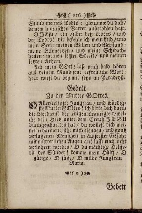 Gebett Zu der Mutter Gottes