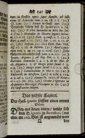 Das sechste Capitel. Der Heil. Ignatius stifftet einen neuen Orden.