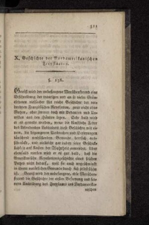 X. Geschichte der Nordamerikanischen Freystaaten.
