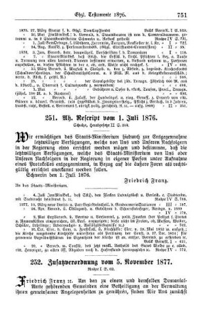 251. Ah. Rescript vom 1. Juli 1876.