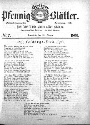 No. 7, Sonnabend, den 10. Februar